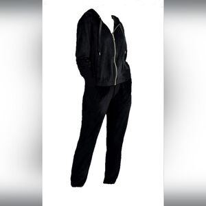 Magaschoni Black Velour Pants & Zip-up Hoodie Set